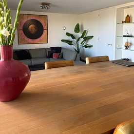 Kundenfoto: Moderne Abstraktion in Gold mit Schwarz. von Alie Ekkelenkamp, auf Leinwand