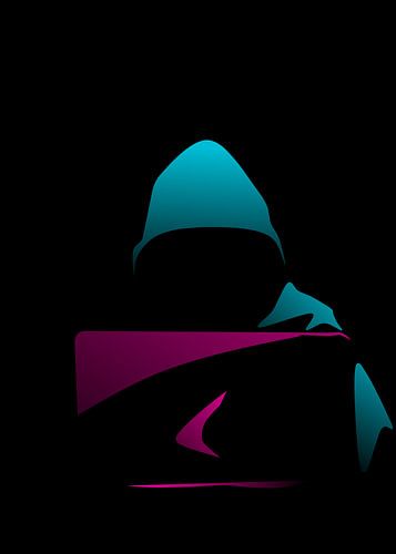 Hacker blauw roze kunst