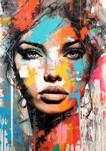 Beautiful Face 2 Mixed Media Pop Art Stil