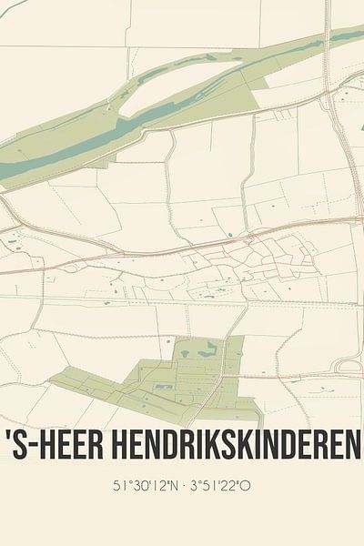 Vintage map of 's-Heer Hendrikskinderen (Zeeland) by Prints of Place