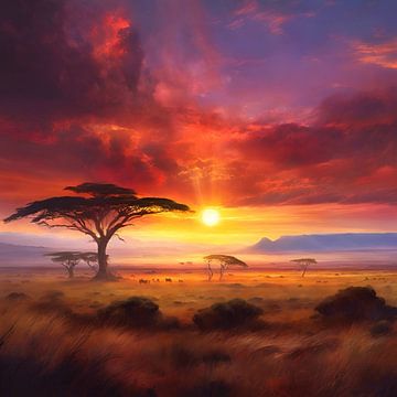 Ngorongoro sunset van Gert-Jan Siesling