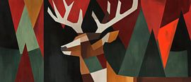 Geometric deer in the forest - play of colours by Poster Art Shop