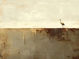 Vogelmalerei | Abstrakter Vogel in Erdtönen