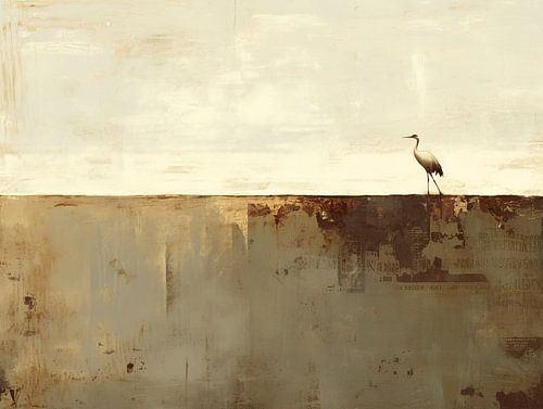 Peinture d'oiseau | Oiseau abstrait dans les tons de terre