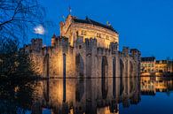 Full moon at the Castle of the Counts in Ghent by Jeroen de Jongh thumbnail