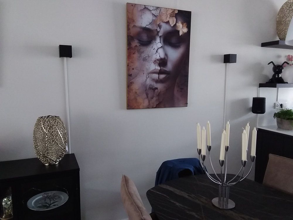 Portrait of a woman: The Rest of Impermanence: Woman with Flower by Color Square