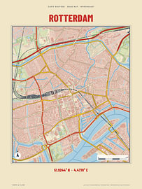 Rotterdam city map, retro road map by Sidney van den Boogaard