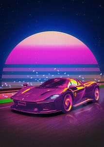 Affiche Ferrari Daytona Synthwave