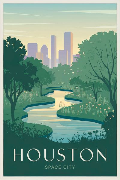 Houston, Texas - Vintage Travel Poster von Poster Art Shop
