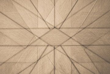 Abstract beeld van geometrische vormen in hout van Lisette Rijkers