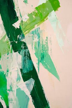 Groene abstractie - Gestructureerde penseelstreken van Poster Art Shop