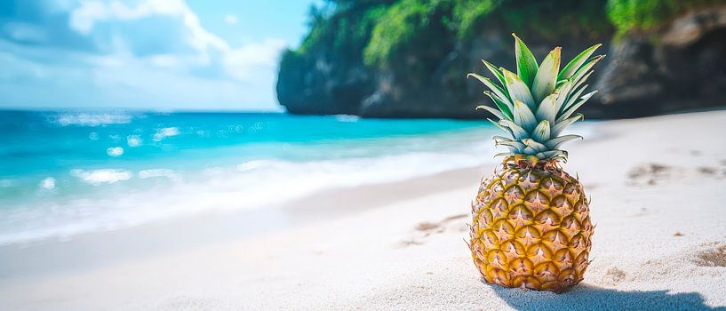 Pineapple on the beach - summer idyll by Poster Art Shop