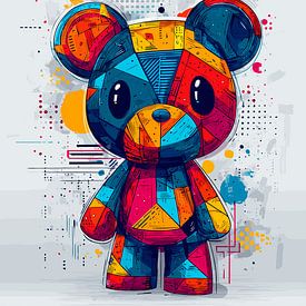 Buntes geometrisches Teddybären-Kunstwerk von Pixelbull Design