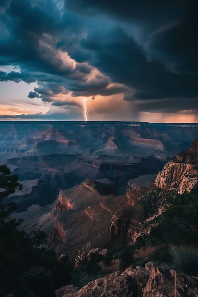 Blitze über Canyon von fernlichtsicht