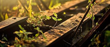 Rusted wooden planks with plants by Poster Art Shop