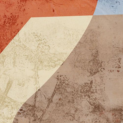 Formes géométriques abstraites et lignes en marron, blanc, orange, bleu clair