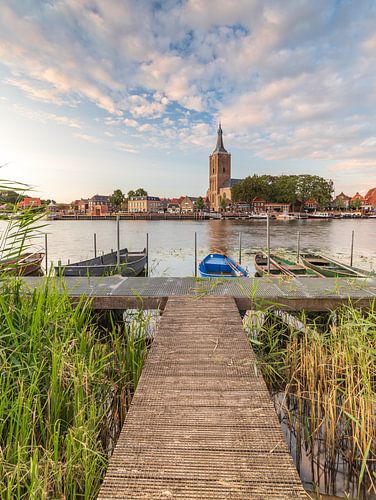 vue de Hasselt sur le Zwartewater le soir