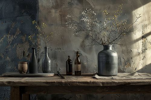 Donker stilleven landelijk en sjiek van Digitale Schilderijen