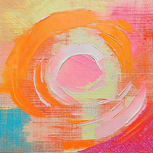 Kleurrijk Modern Abstract in Oranje, Roze en blauw - 4