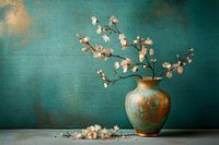 Stillleben einer Vase mit Kirschblüte - Japanischer Stil - 3
