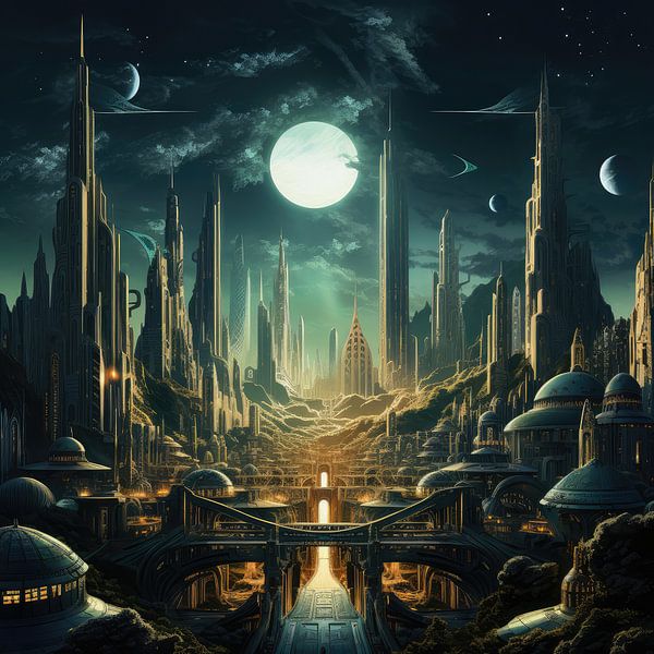Buitenaardse vreemde wereld of alien planeet van Art Bizarre