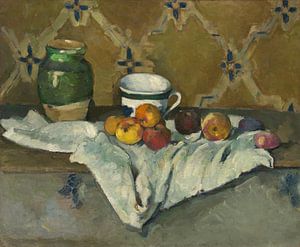 Paul Cézanne. Stilleben mit Jar, Cup und Äpfeln