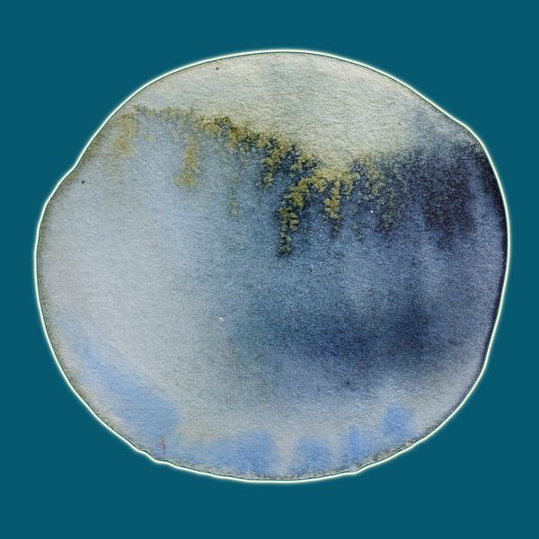 Soft Cool Aqua Mineral 956 - Aquarelle moderne en Calm Mineral Teal Petrol par Saskia Mensink PRINTS