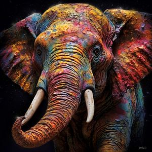 olifant in multicolor van Gelissen Artworks