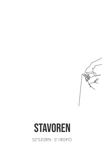 Stavoren (Fryslan) | Map | Black and white by Prints of Place
