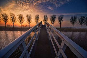 voetgangers brug overde ringvaart bij avenhorn van peterheinspictures