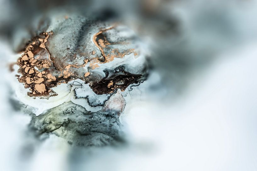 Fluid Painting, AlcoholInk Malererei, Bronze, Gold, Schwarz, Weiß von GH Foto & Artdesign