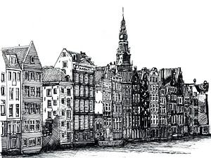 Damrak Zeichnung Amsterdam Stadt