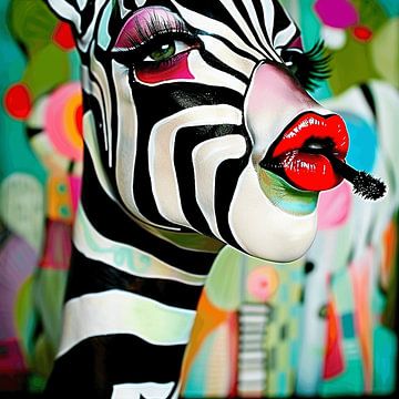 Fancy Zebra with Mascara | Abstract van Karina Brouwer