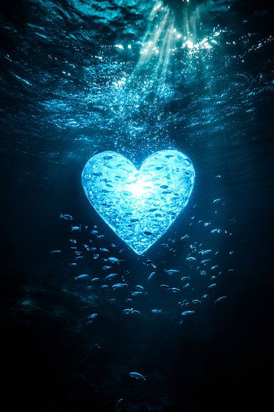 Luminous heart under water by Imperial Art House