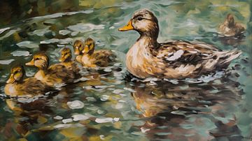 Duck with chicks by FJB