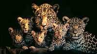 Leopard family with four children