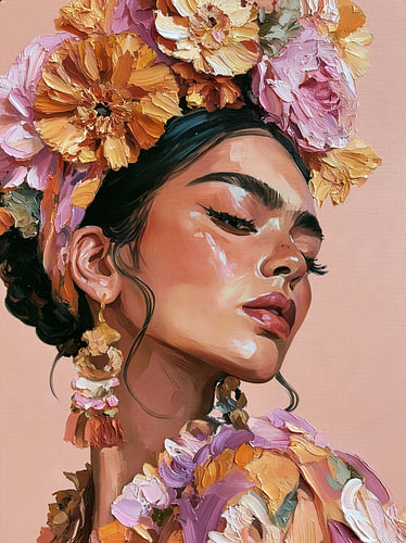 Woman with a wreath of flowers on her head