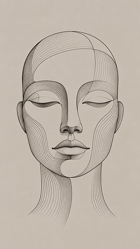 Minimalist Contour Line Art Woman - Modern Geometric Topographic Face Poster