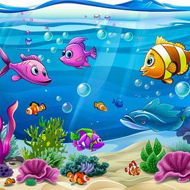 Kleurrijke zeeleven voor kinderkamer. van AVC Photo Studio