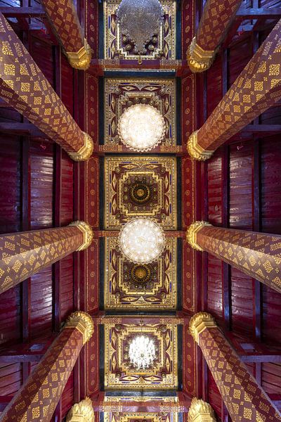 Cassetteplafond in de ubosot van Wat Na Phra Men, Ayutthaya, Thailand van Walter G. Allgöwer