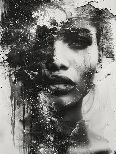 Modern en abstract portret in zwart-wit