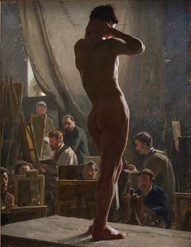 Lauris Tuxen, Modelstudie in het atelier van Bonnat, 1877