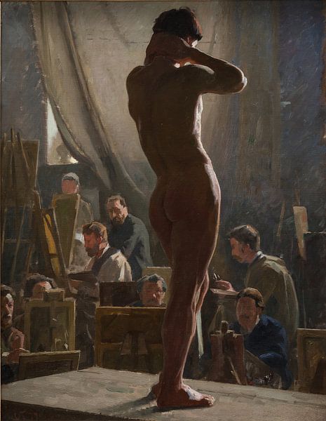 Lauris Tuxen, Modelstudie in het atelier van Bonnat, 1877 van Atelier Liesjes