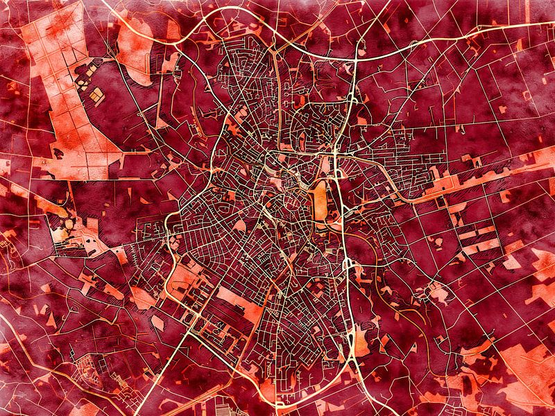 Map of Nordhorn with the style 'Amber Autumn' by Maporia