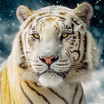 Witte tijger in de sneeuw van Martin van Kammen