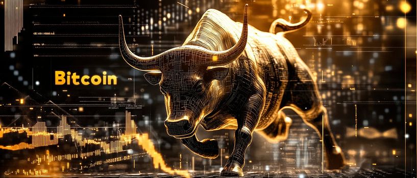 Büffel und Bitcoin – Finanzsymbolik von Poster Art Shop