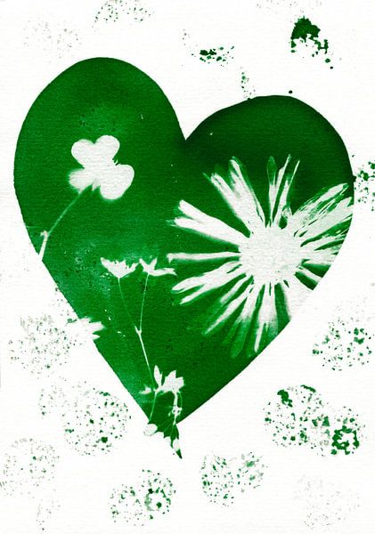 Coeur vert avec fleurs par Lies Praet