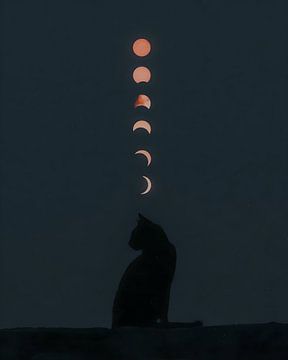 Kattenblik Maanlicht van Gapran Art