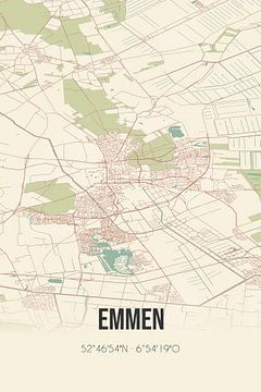 Vintage landkaart van Emmen (Drenthe) van MijnStadsPoster