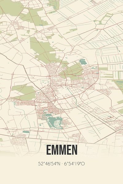 Carte ancienne d'Emmen (Drenthe) par Affiches de lieux